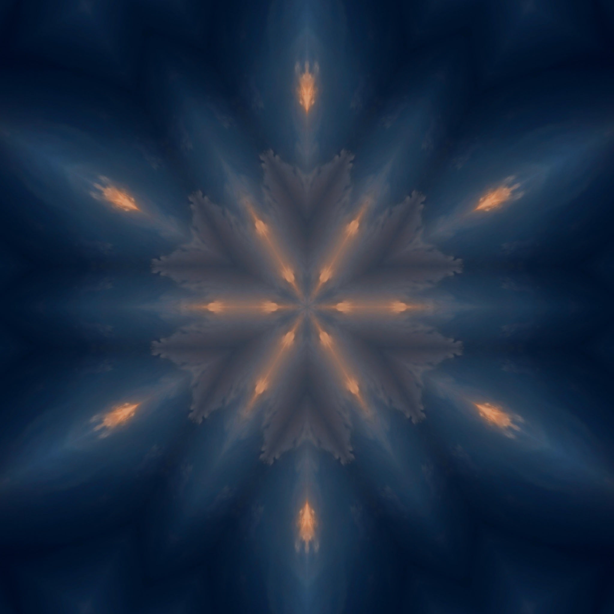 Dark fire star mandala kaleidoscope art print by Kyle Dean Kennedy